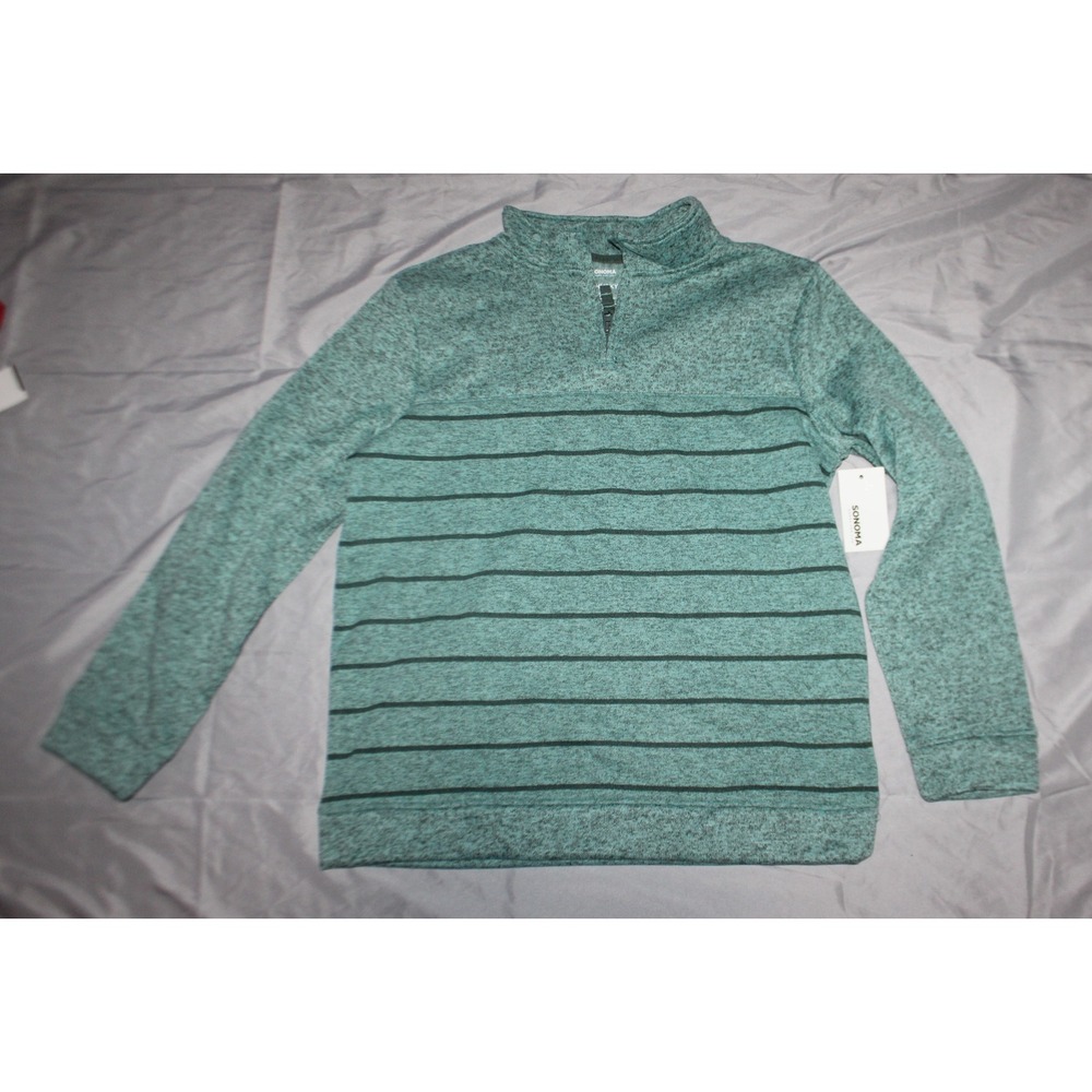 Boys Sonoma quarter zip pull over Green shirt size L Husky